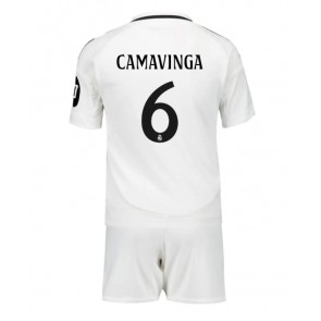 Real Madrid Eduardo Camavinga #6 Hemmakläder Barn 2024-25 Kortärmad (+ Korta byxor)